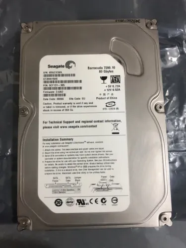 Hd Sata 80gb Testado 100% Funcionando