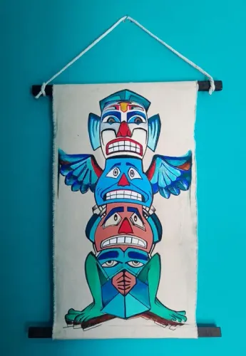Pergaminho de Parede em Tecido ( Algodão ) Totem Indígena