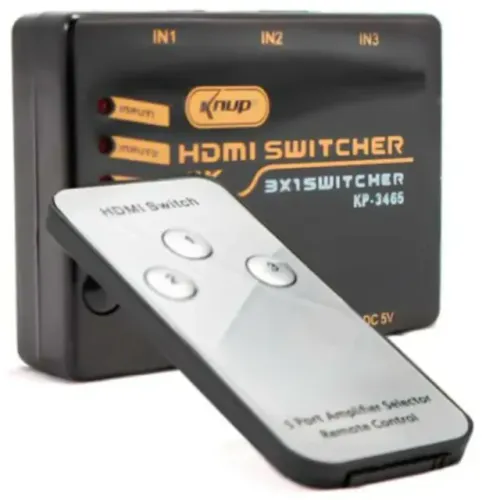 Adaptador Switch Hdmi 4K Ultra HD com Controle Remoto 3 Entradas 1 Saída