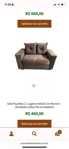 Sofá Pop Bela 2 Lugares Veludo Cor Marrom
