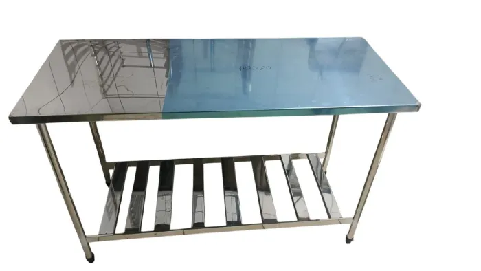 Mesa de Aço Inox com Prateleira 1.2x60cm