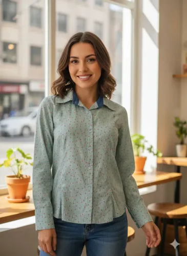 Camisa feminina social Tam 38/40 de algodão impecável