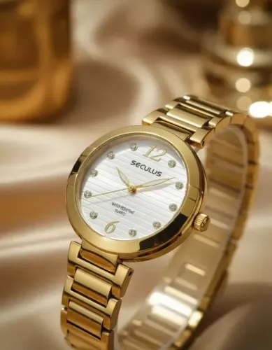 Relógio Seculus Long Life 5Atm Dourado Feminino