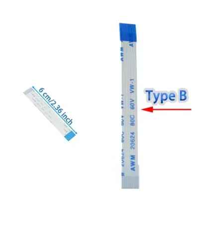 Cabo Flex Flat 12Pinos Tamanho 6CM com 10 Peças, Tipo B Pinos distância 0.5mm