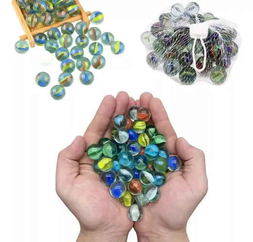 brinquedo educativo bolinha de gude vidro peteca colorida com 51 pçs akt3753