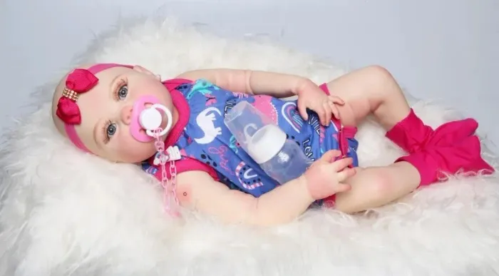 Boneca bebê reborn de silicone Poly 55 cm
