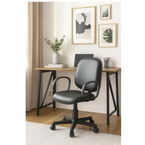 Cadeira Diretor LISA Giratória Braço Corsa Corino Preto Conforto Ergonômico 30201