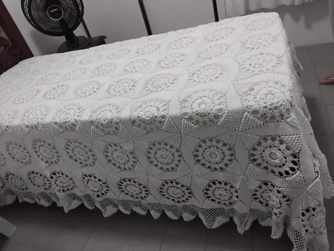 Colcha de Crochê branca solteiro 