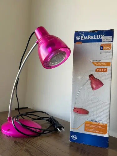 Abajur Luminária Rosa Empalux - Home Office