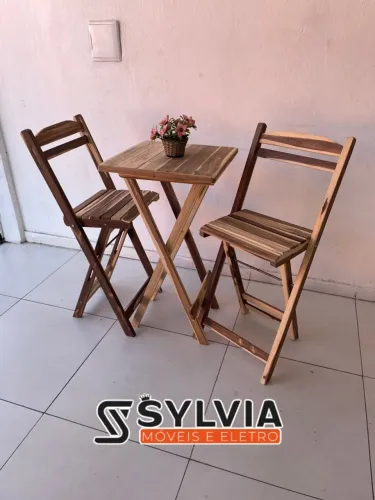 Conjunto bistrô dobrável sem pintura