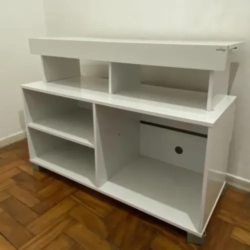 rack para tv slim até 42 polegadas c/ 5 nichos branco - permóbili