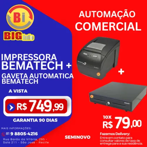 Impressora Termica Nao fiscal Bematech + Gaveta Automatica  - Em ate 10x Fixas  