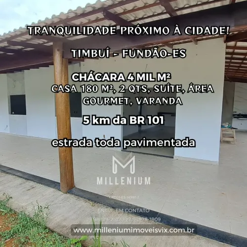 Sítio / Chácara para Venda em Fundão, TIMBUÍ, 3 dormitórios, 1 suíte, 2 banheiros, 2 vagas