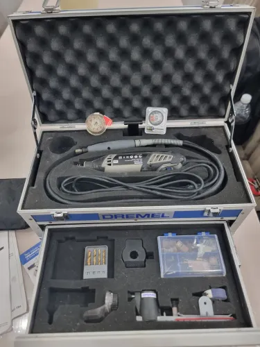 Dremel 4000+eixo flexível+guia corte paralelo/circular+ capa proteção p/serra+guia lixa