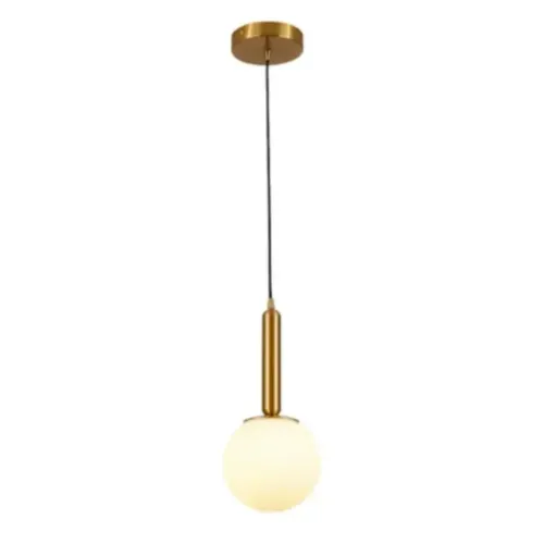 luminária pendente astraled pt-1053 globo dourado vidro jateado