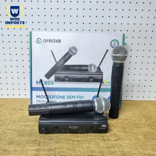 Microfone Duplo Profissional Vhf sem Fio - Onistek - Mc-806