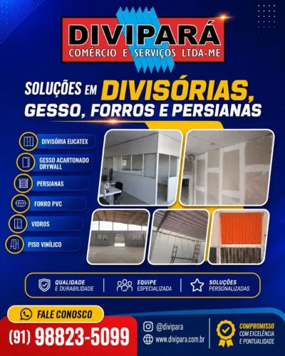 Divisória eucatex #gesso acartonado Drywall #persiana #forro pvc #vidro piso vinilico 