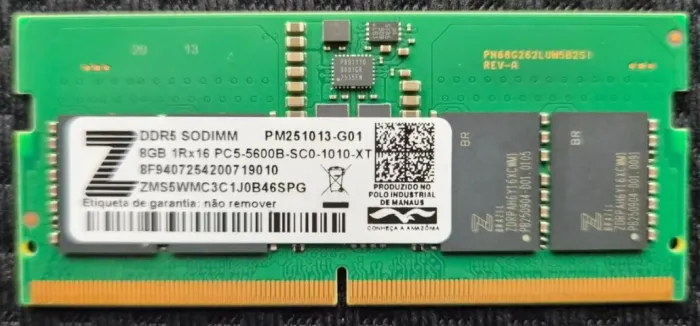 Memória RAM DDR5 8GB original Lenovo - Nova