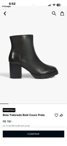 Bota Tratorada Schutz Bold Couro Preta