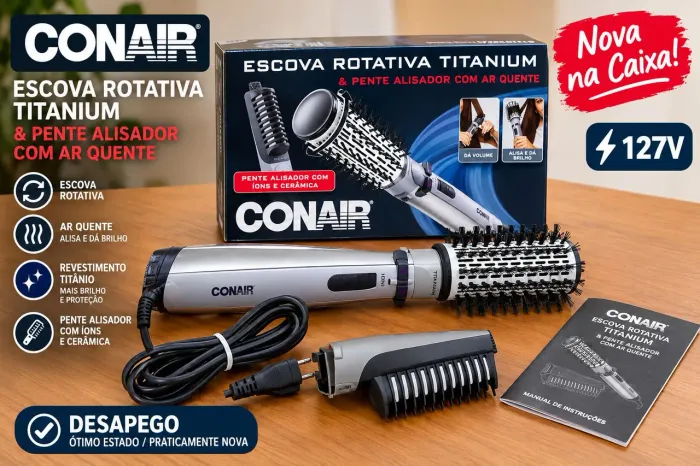 Escova Rotativa Titanium Ionic Conair 127 - Nova na caixa - Desapego