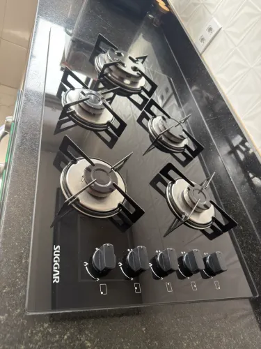 Cooktop 5 Bocas Mesa De Vidro E Tripla Chama Suggar
