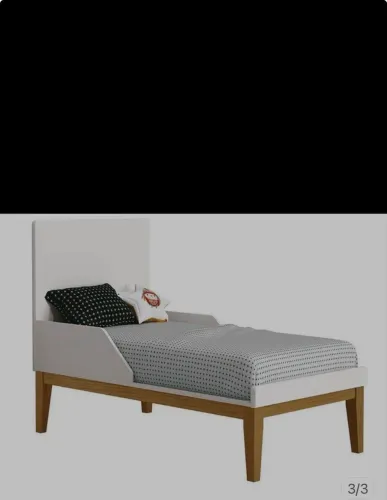 Cama infantil estilo americano com pés de madeira 