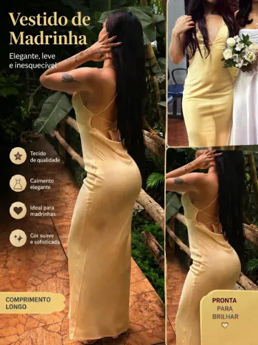Vestido madrinha amarelo manteiga - usado somente uma vez