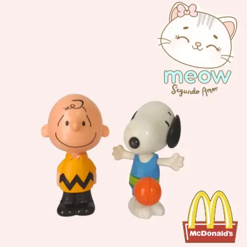 Boneco Snoopy Basquete McDonald's + Boneco Charlie Brown Peanuts Coleção Snoopy - Mcdonald