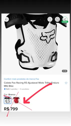 Colete Fox branco R3 motocross trilha offroad