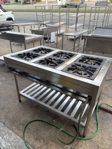 Fogão industrial 6 bocas <br>Top , todo em<br>Aço inox 304 4000$