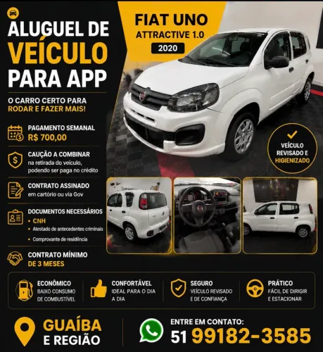 ? Aluguel de Fiat Uno Attractive 2020 para APP