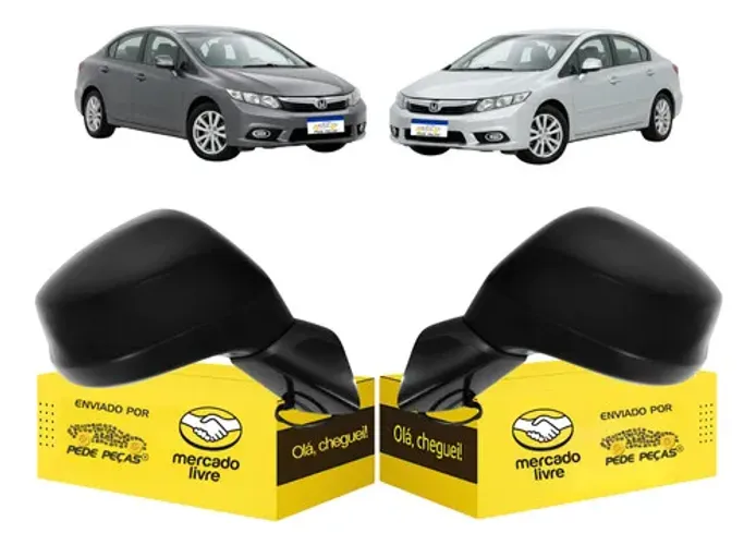 Par Retrovisor Honda Civic 3 Fios 2012 2013 2014 2015 2016