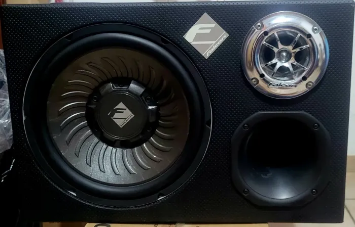 Caixa de Som Automotiva Falcon - Subwoofer + Tweeter + Duto