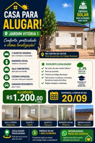 Alugo Casa no Setor Jardim Vitória 1 em Palmas perto de Praça de diversão e escola