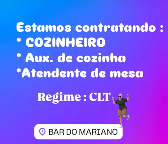 Cozinheiro , Aux. De Cozinha e cumim .