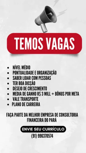 ESTAMOS COM VAGAS PARA CONSULTOR INTERNO 