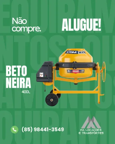 ALUGUEL DE BETONEIRA 400l