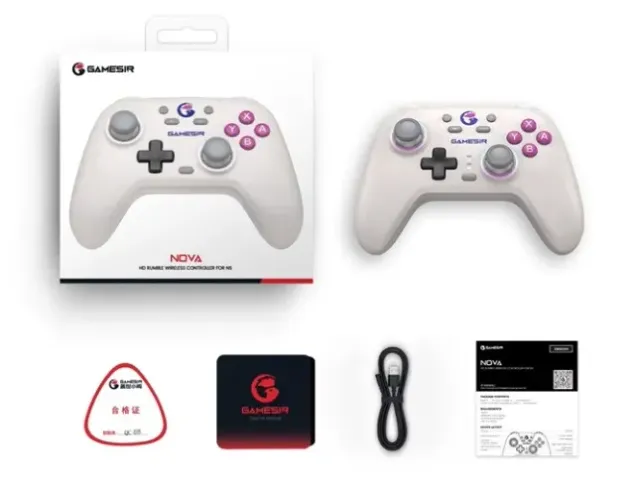 Controle Gamesir T4 Nova, HD Rumble Retro White