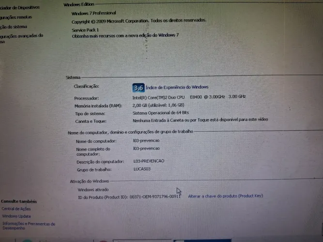 Vendo cpu da lenovo R$299