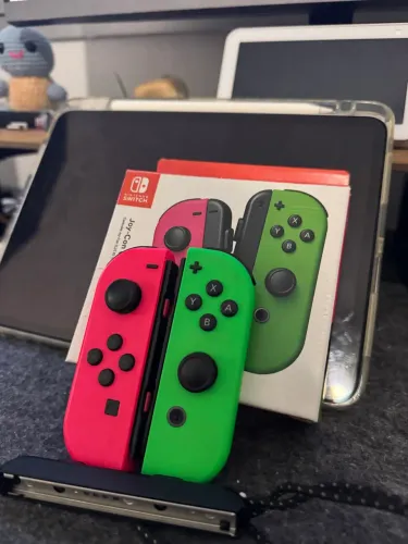 JoyCon Switch 1 Rosa Neon Verde Neon Joy Con Controle Original Switch
