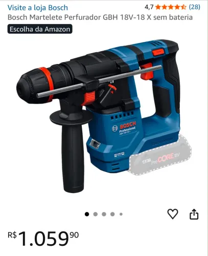 Bosch Martelete Perfurador GBH 18V-18 X sem bateria