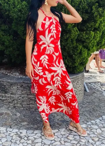 Vestido longo frente única estampado