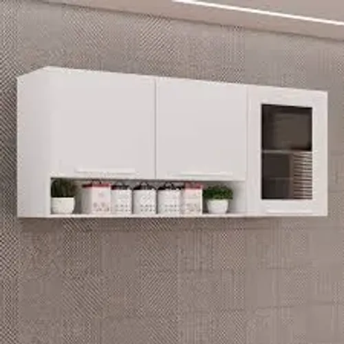 Armário Aéreo de Cozinha Valencia 3Pts Branco Salleto - Entrega Rápida! 