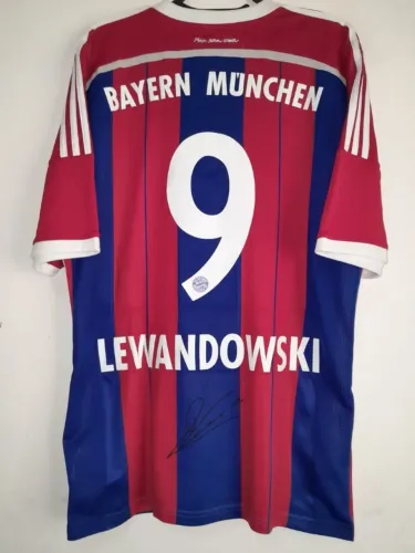 camisa bayern munich 2015 #9 lewandowski autografada certificada