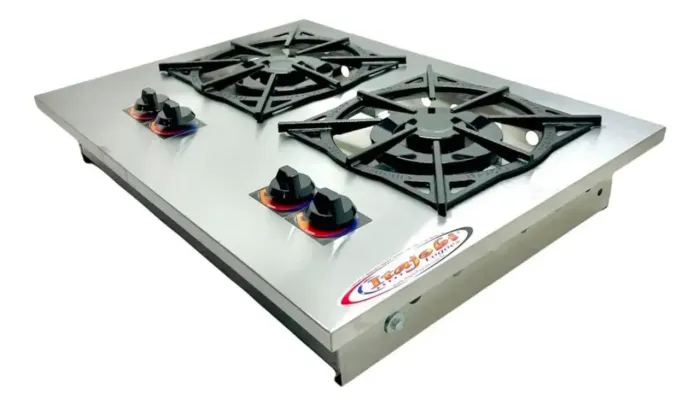 COOKTOP 2 BOCAS DUPLAS INOX FOGÃO INDUSTRIAL EMBUTIR A GAS
