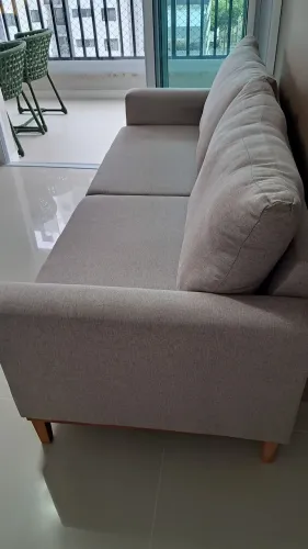 Sofa 3 lugares linho caqui