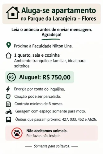 Aluga-se apartamento no Parque da Laranjeira - Flores
