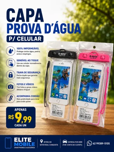 Capa Prova D'Água Universal para Celular com Cordão Impermeável