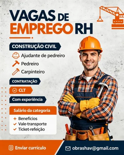 Vagas de emprego - obrashav@gmail.com