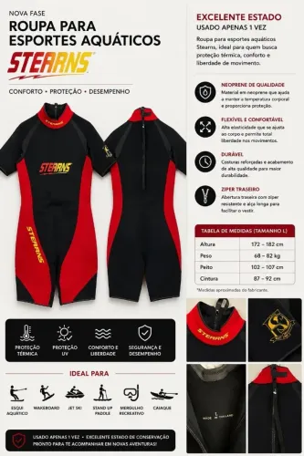 Roupa de Neoprene Stearns para Esportes Aquáticos - Tam L